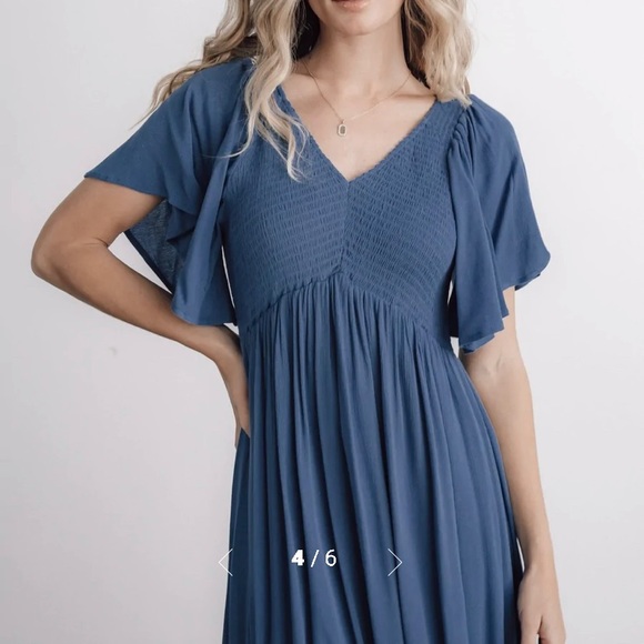 Baltic Born Felicity Smocked Dress in Blue Size Large - Picture 3 of 7